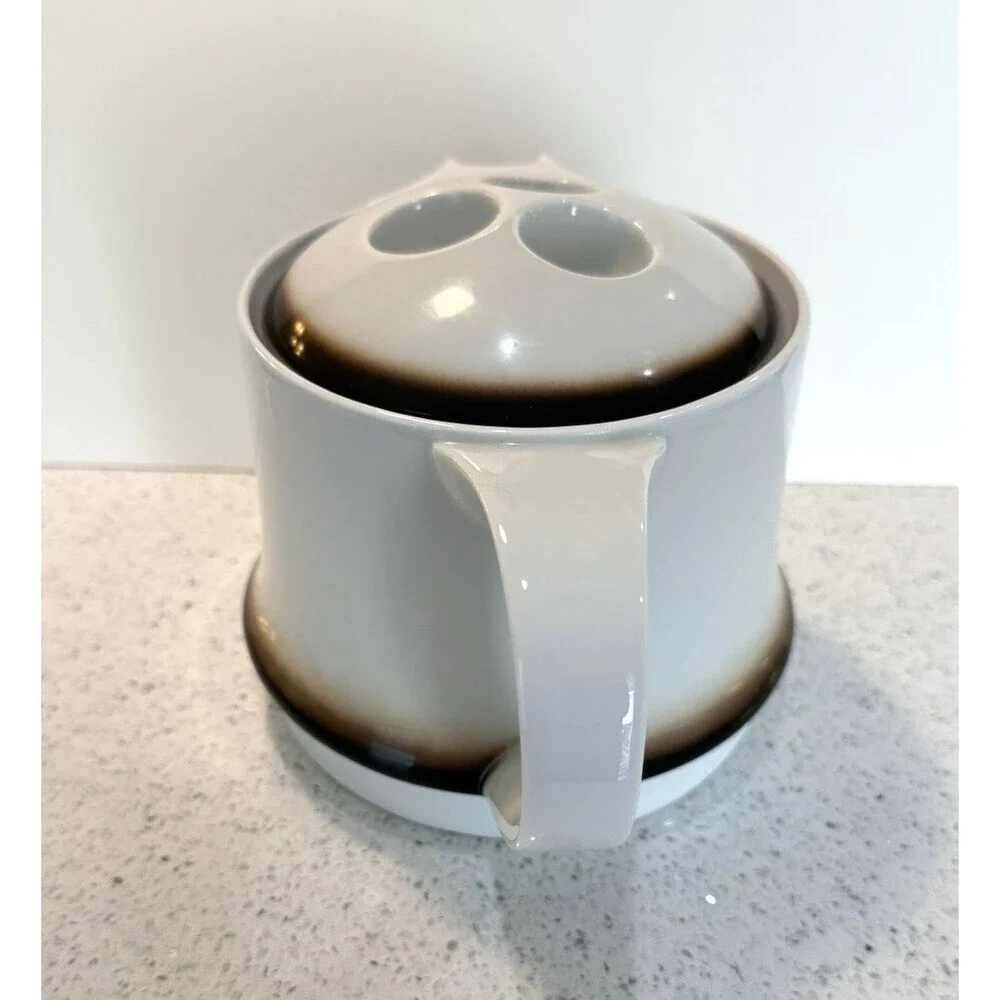 Vtg Suisse Langenthal MCM White Brown Coffee Tea Pot Server Porcelain Swiss